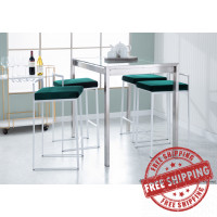 Lumisource CT-FUJI SS+GLS Fuji Contemporary Counter Table in Stainless Steel and Clear Glass 